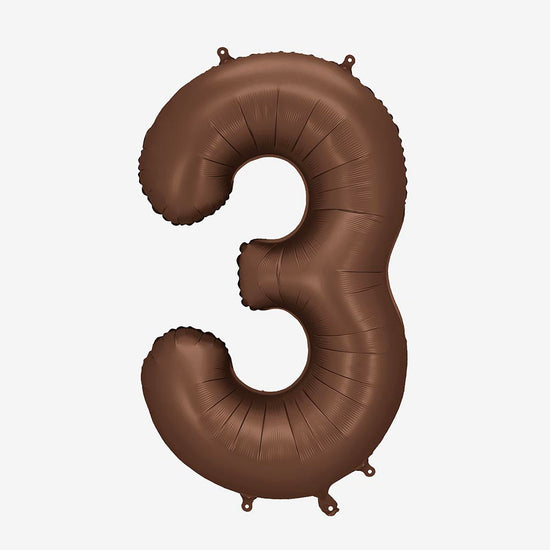 Ballon hélium chiffre marron, parfait pour thème automnal