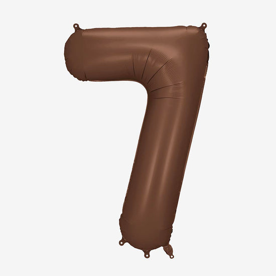 Ballon chiffre géant marron hélium, fête adulte élégante