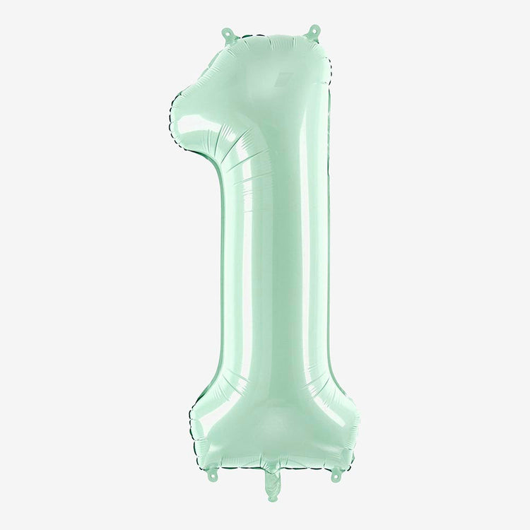 Ballon géant chiffre 1 vert menthe idéal pour anniversaire 1 an