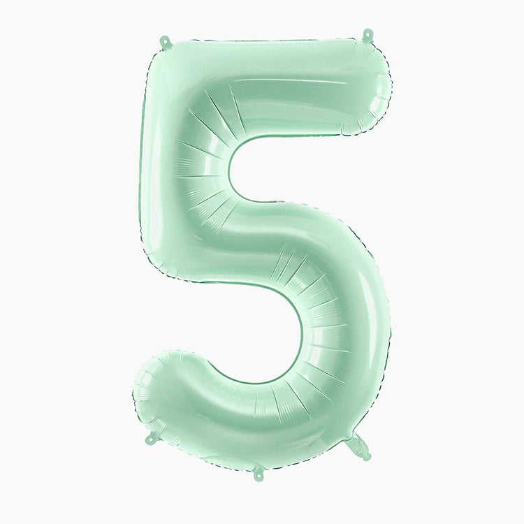 Ballon géant chiffre 5 vert menthe parfait pour anniversaire 5 ans