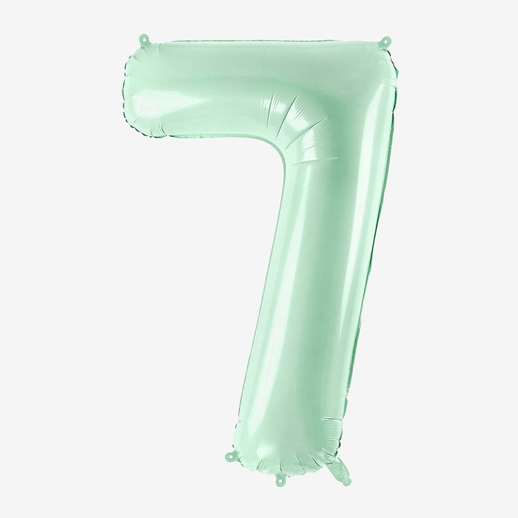 Ballon géant chiffre 7 vert menthe idéal pour déco anniversaire