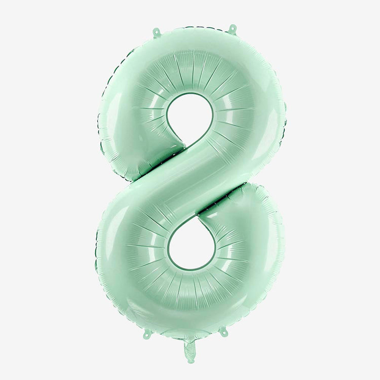 Ballon géant 8 vert pour anniversaire 8 ans