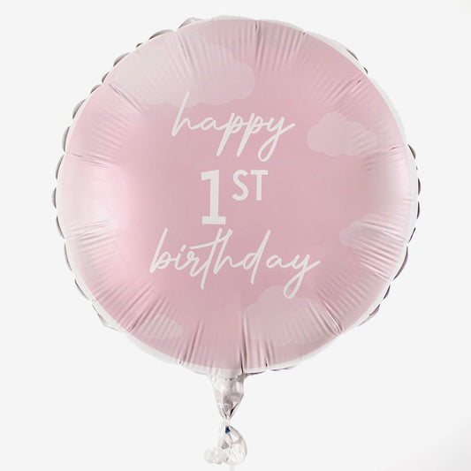 Ballon Happy 1st Birthday rose : decor gateau anniversaire fille
