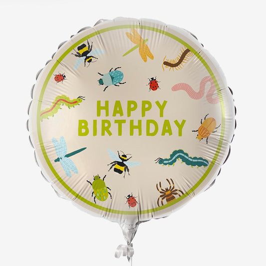 Ballon helium happy birthday insectes : deco anniversaire tropicale