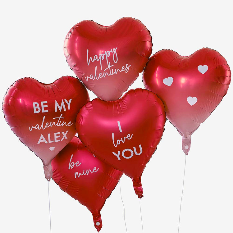 5 Ballons Saint-Valentin à personnaliser - deco saint valentin