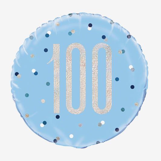 Palloncino ad elio 100 anni blu: elegante decorazione di compleanno per adulti