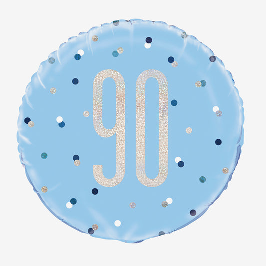 Palloncino ad elio 90 anni blu olografico per l'arredamento di palloncini per feste