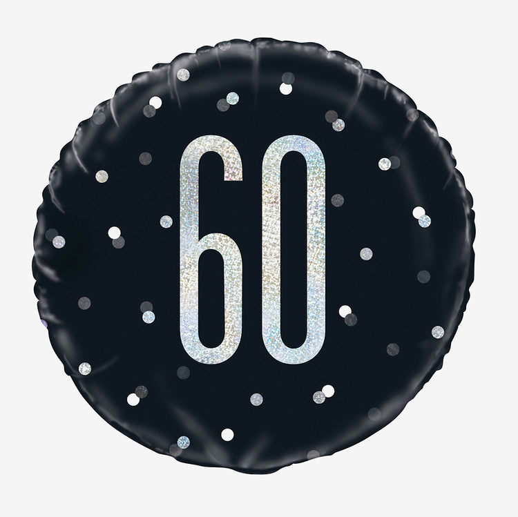 Ballon mylar 60 ans noir holographique pour une arche de ballon