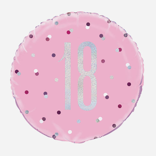 Palloncino ad elio 18 rosa olografico: decorazione 18° compleanno