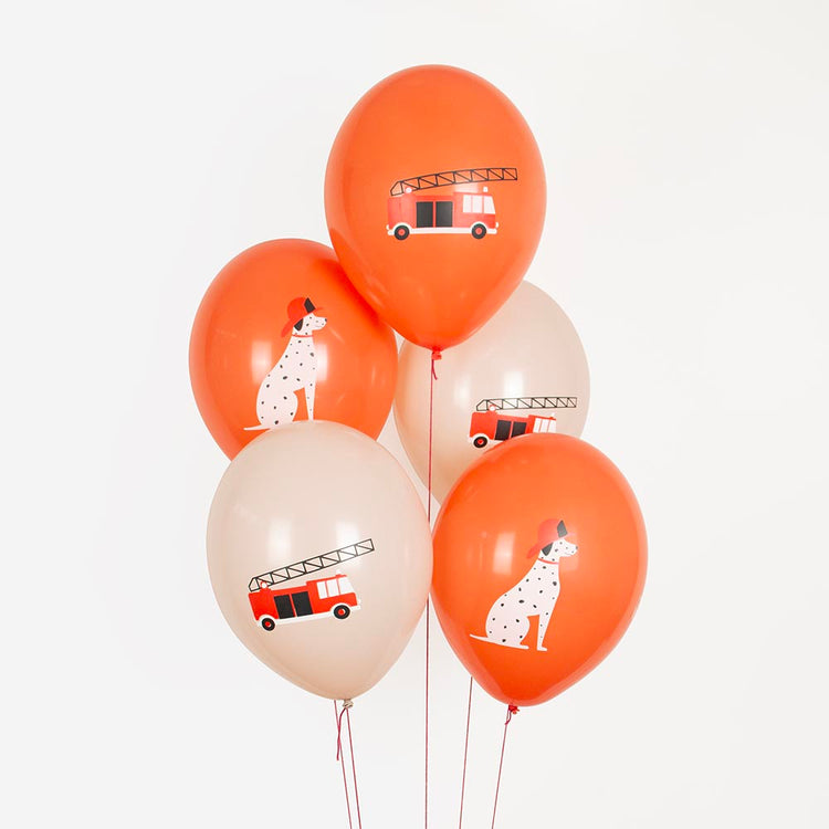 5 ballons de baudruche pour decoration anniversaire pompier