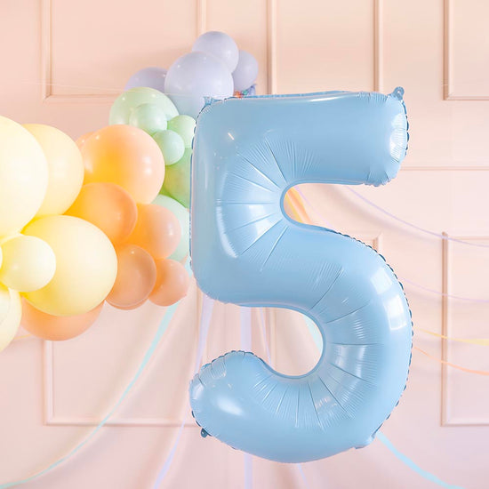 Decoration anniversaire : ballon helium chiffre bleu géant