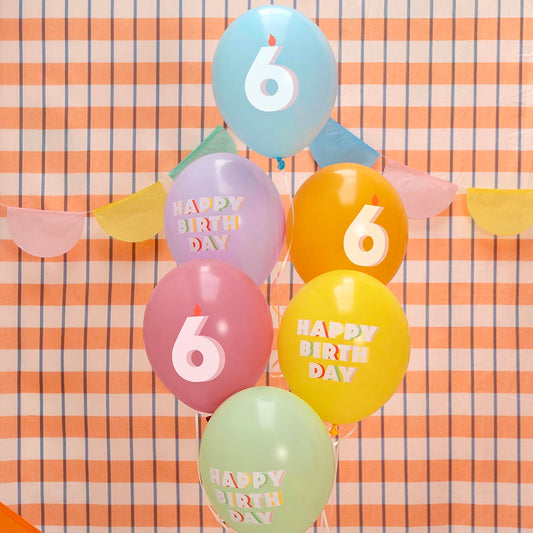ballons happy birthday chiffre age 6 ans pour grappe de ballons helium ou arche ballons décoration facile