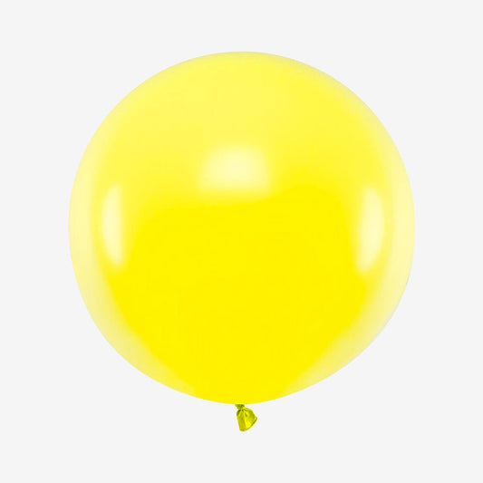 Ballon de baudruche : 1 ballon rond jaune fluo (60cm)