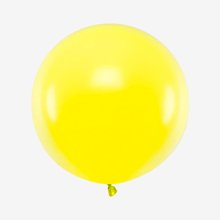 1 ballon de baudruche rond jaune fluo (60cm) : deco anniversaire