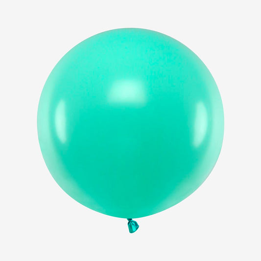 1 ballon de baudruche rond vert aqua : deco anniversaire sirene