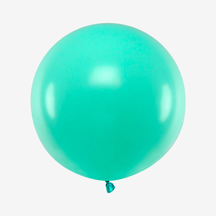 1 ballon de baudruche rond vert aqua : deco anniversaire sirene