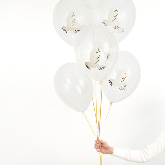 6 ballons de baudruche colombe : decoration bapteme enfant