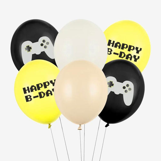 6 ballons de baudruche jeux vidéo : decoration anniversaire garcon