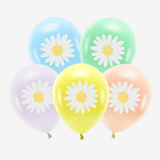 5 ballons marguerite pastel idéale pour une décoration d'anniversaire