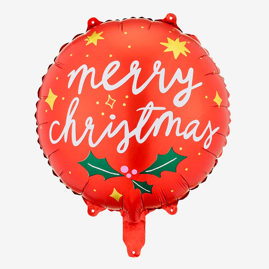 Ballon rond helium Merry Christmas : idee decoration de noel