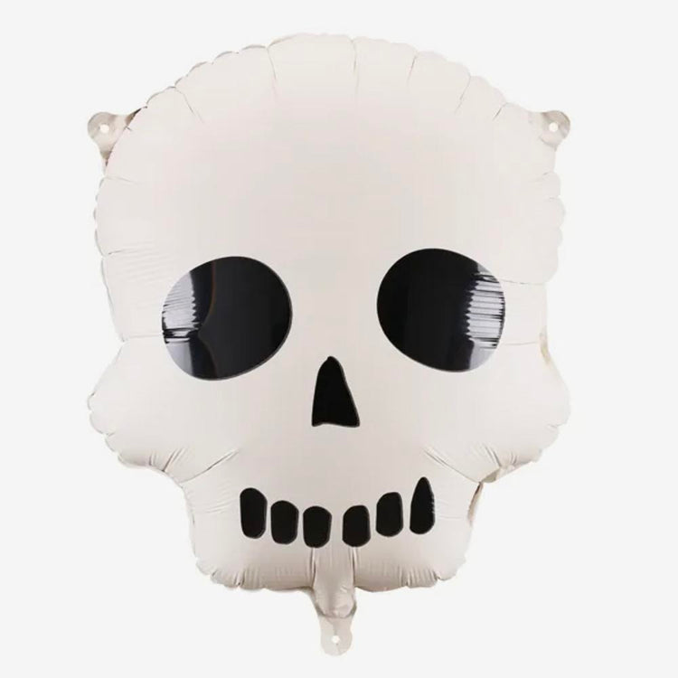 ballon aluminium tête de mort noir et blanc pour une déco halloween ou pirate