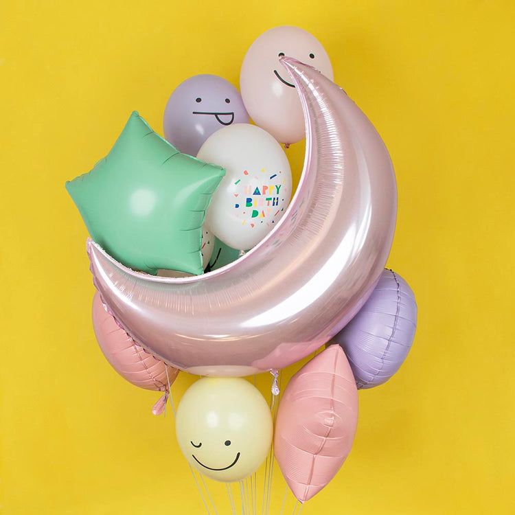 6 ballons de baudruche smiley pastel pour decoration anniversaire ado