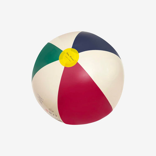 Ballon de plage bordeaux, bleu et vert : jeu gonflable plage