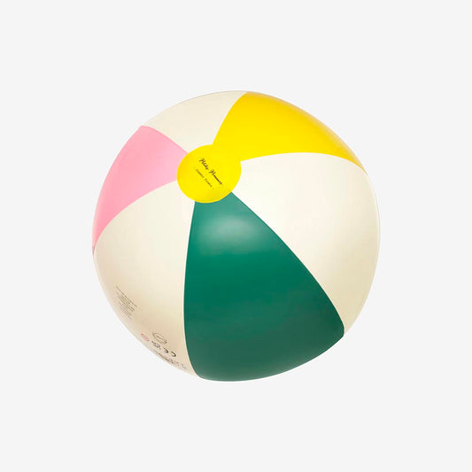 Ballon de plage rose, vert et jaune : jeu gonflable plage enfant