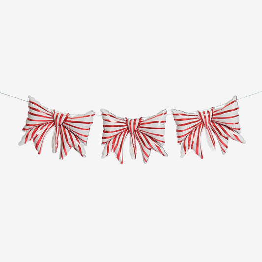 5 mini ballons noeuds rouges et blancs pour decoration de noel chic