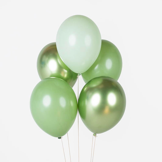 10 palloncini mix verde salvia: decorazione rustica per matrimonio