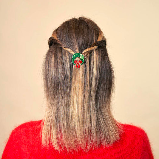 Barrette à cheveux couronne sapin idée cadeau pour pochette de l’avent