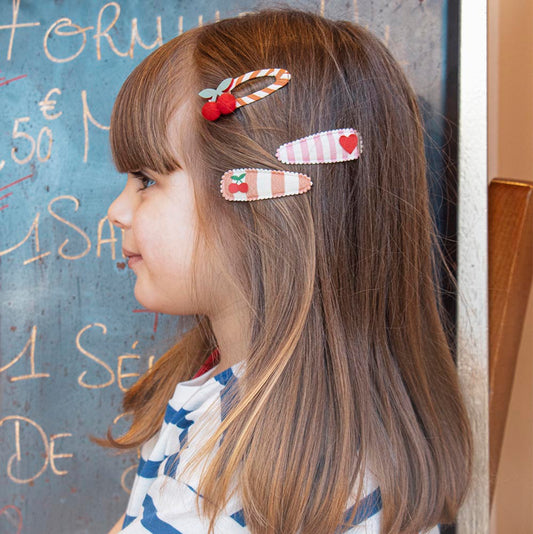 2 barrettes cerise