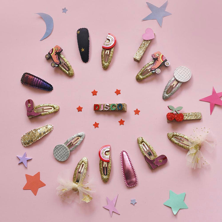 2 barrettes santiags roses : cadeau pochette surprise anniversaire à theme ou calendrier de l'avent 