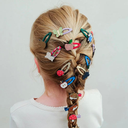 5 barrettes fruits automnaux cadeaux  en tissus tout doux pour les cheveux
