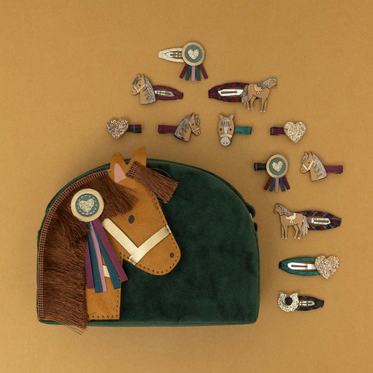 8 barrettes équitation en tissus tout doux pour les cheveux