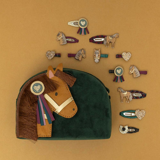 8 barrettes équitation en tissus tout doux pour les cheveux