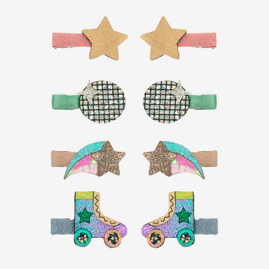 8 barrettes disco cadeaux à glisser dans une pochette surprise