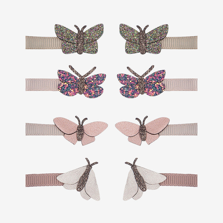 Lot de 8 barrettes Mimi et Lula en forme de papillon
