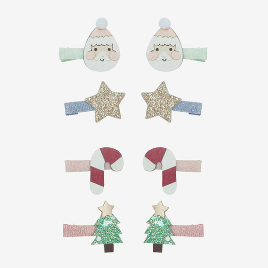 Noël - 8 barrettes Père Noël parfait pour Noël festif