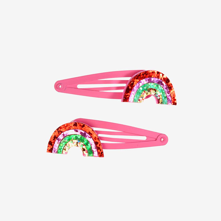 2 barrettes arc-en-ciel