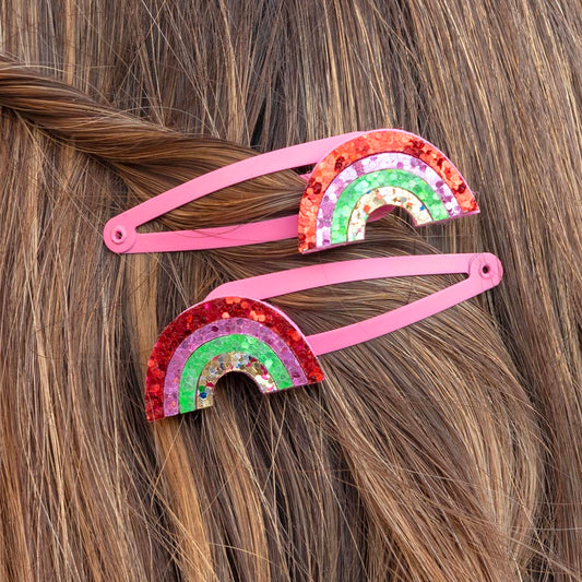 2 barrettes arc-en-ciel