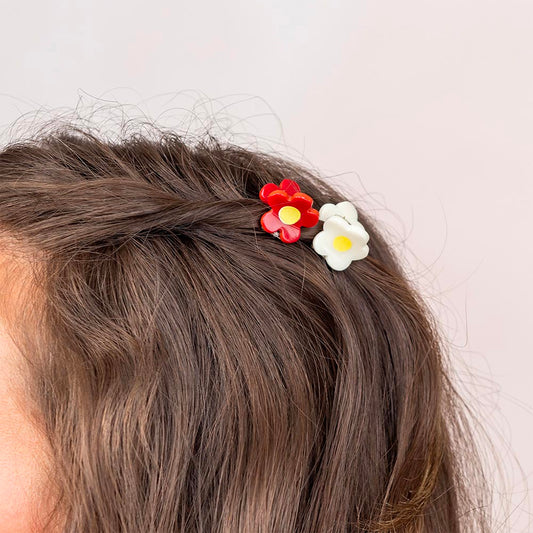 Mini pinces à cheveux marguerite : idée cadeau anniversaire fleurs enfant 