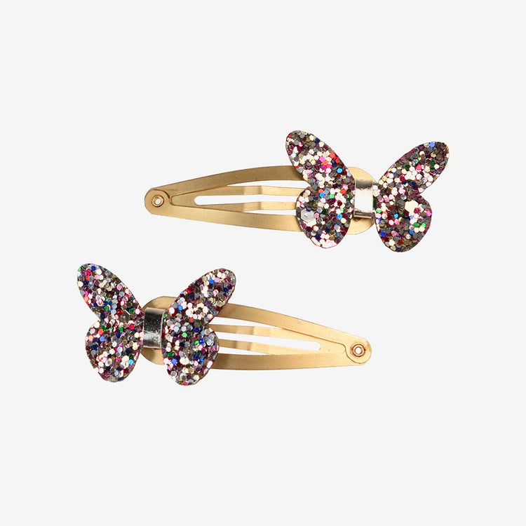 2 barrettes papillon