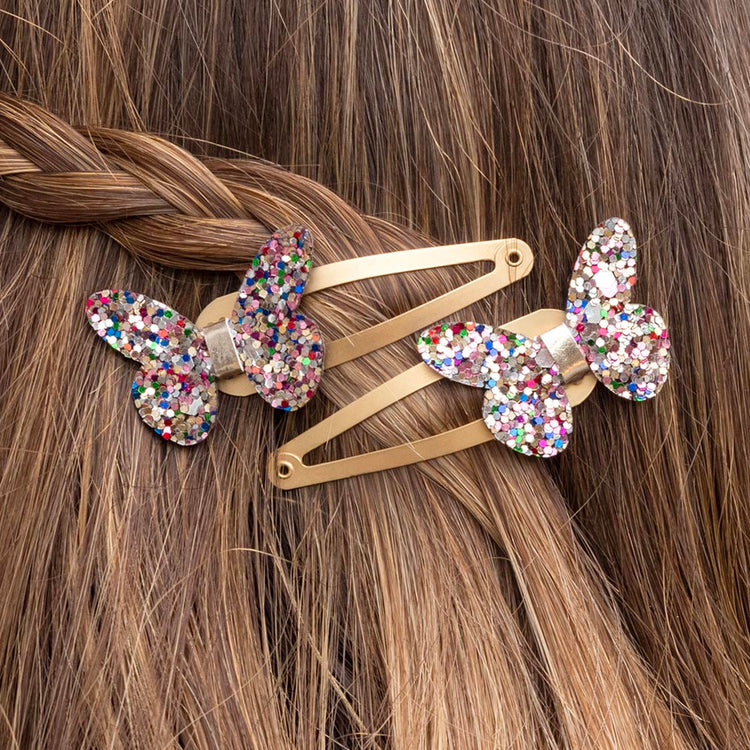 Accessoires cheveux à offrir pour Noël : 2 barrettes papillon 