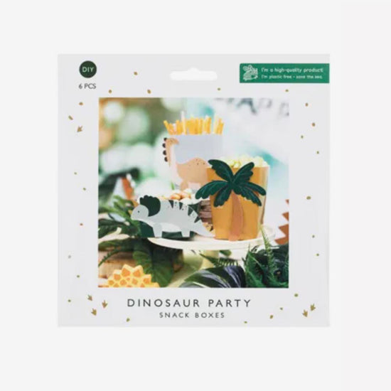 6 Boîtes à pop corn dinosaure 3D : idee deco de table dino
