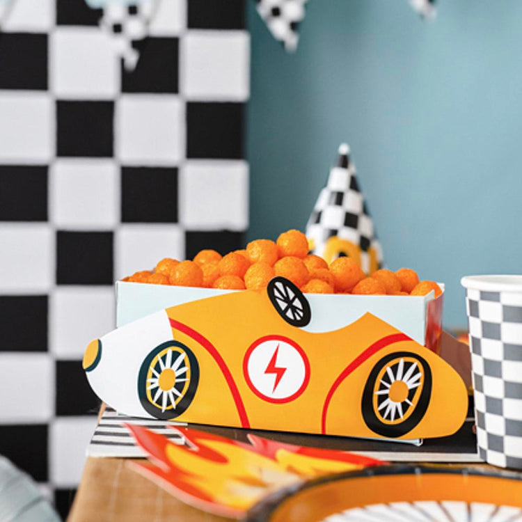 3 boîtes à pop corn voiture de course : deco candy bar anniversaire