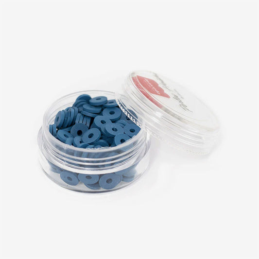 Scatola perline heishi blu: accessorio per attività manuali