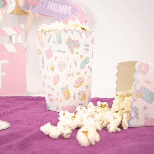 8 boîtes à pop corn pyjama party : deco candy bar anniversaire