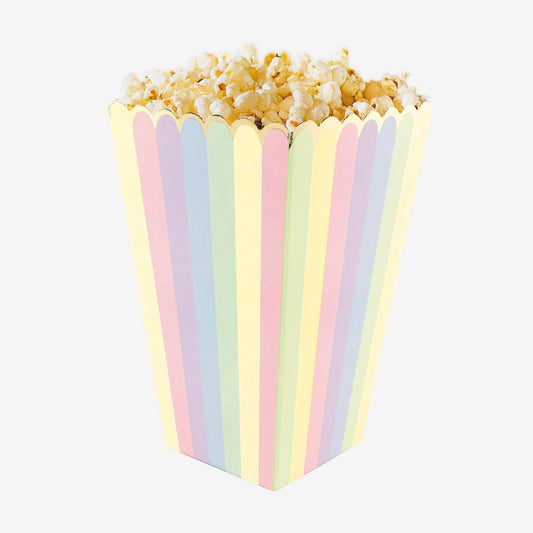 8 boîtes à pop corn rayures pastel