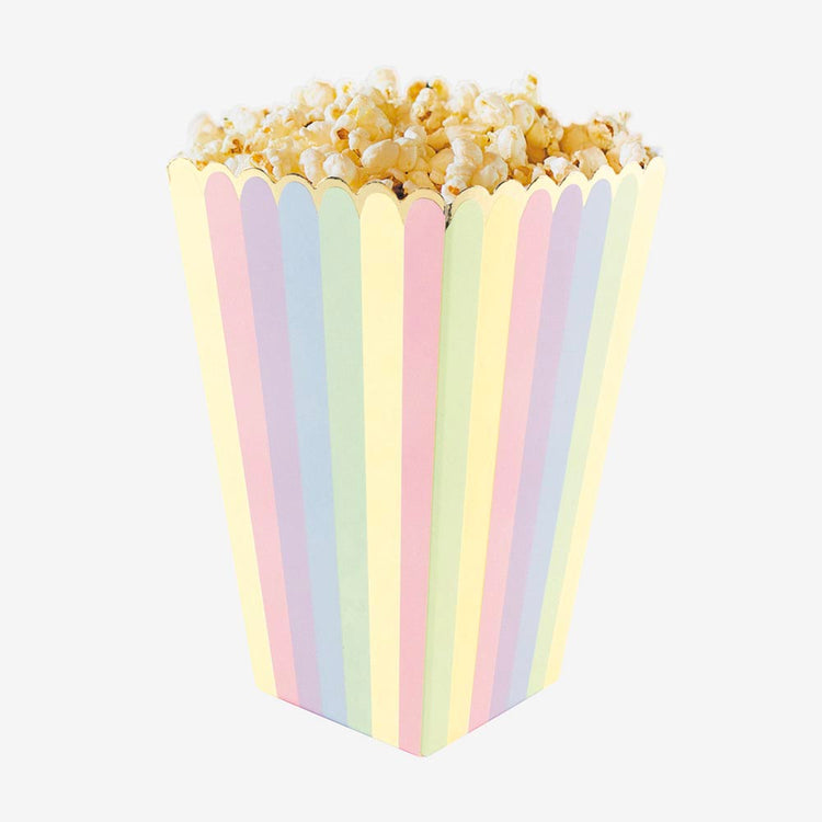 8 boîtes à pop corn rayures pastel